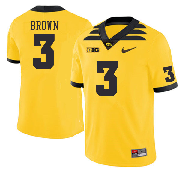 Men #3 Kaleb Brown Iowa Hawkeyes College Football Jerseys Stitched Sale-Gold - Click Image to Close